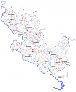 carte des hameaux d'Aujac